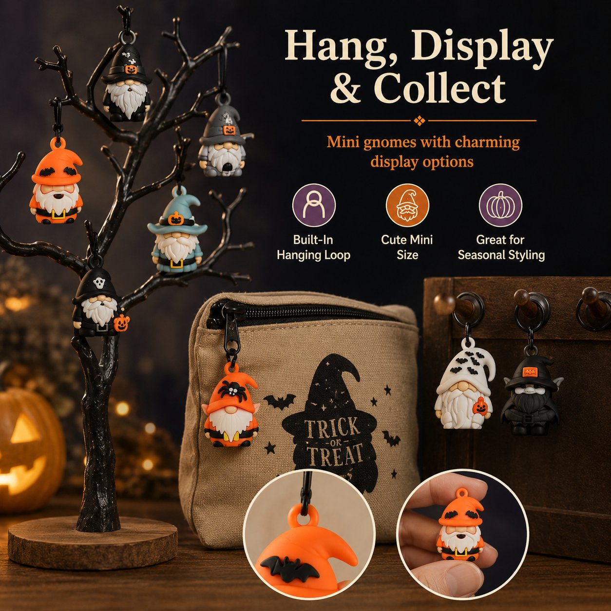 🔥LAST DAY 50% OFF - 24 Days of Halloween Gnome Surprise Figures Advent Calendar Box